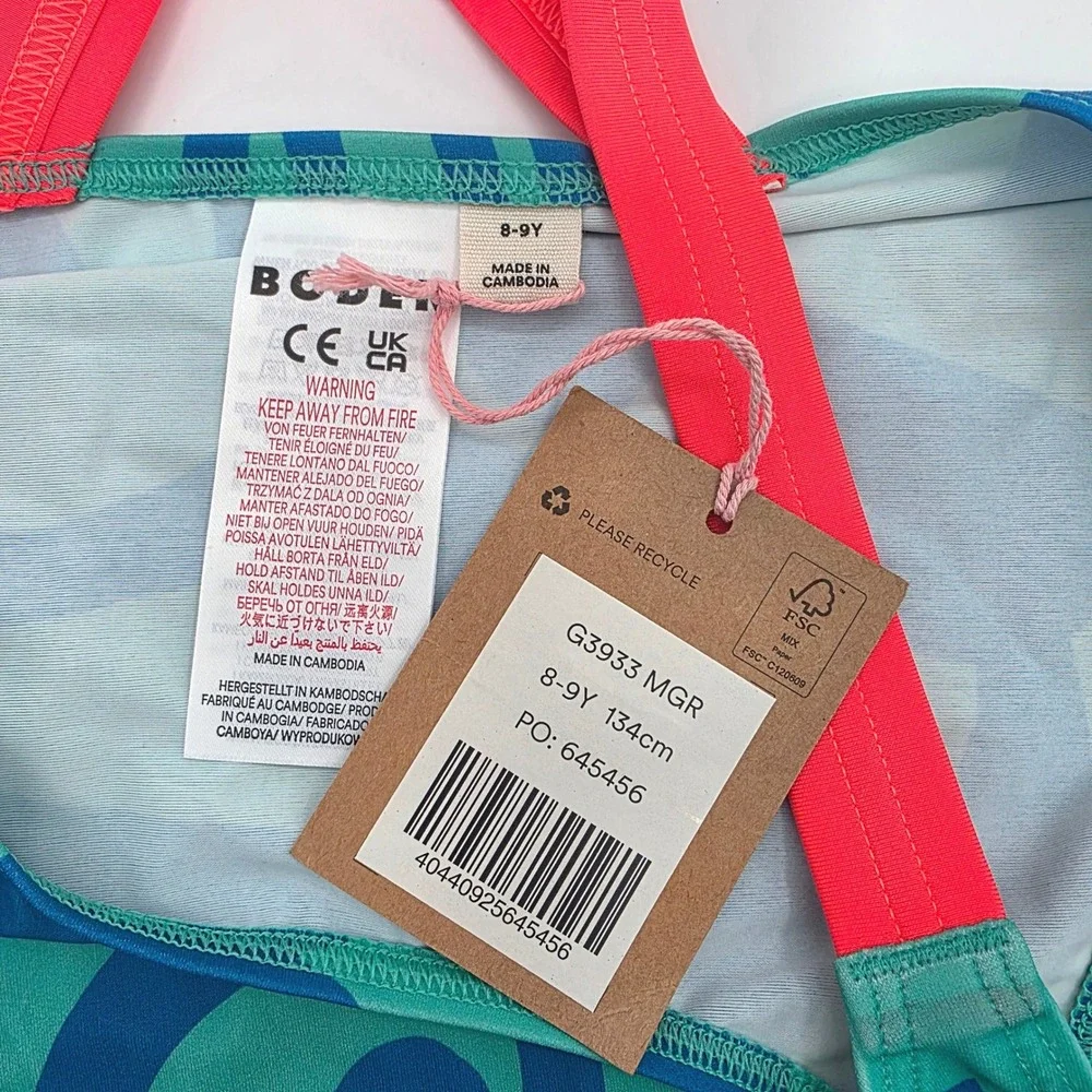 Mini Boden‎ Girls Teal Blue Pink Floral Tankini Swim Top NWT Size 8-9Y